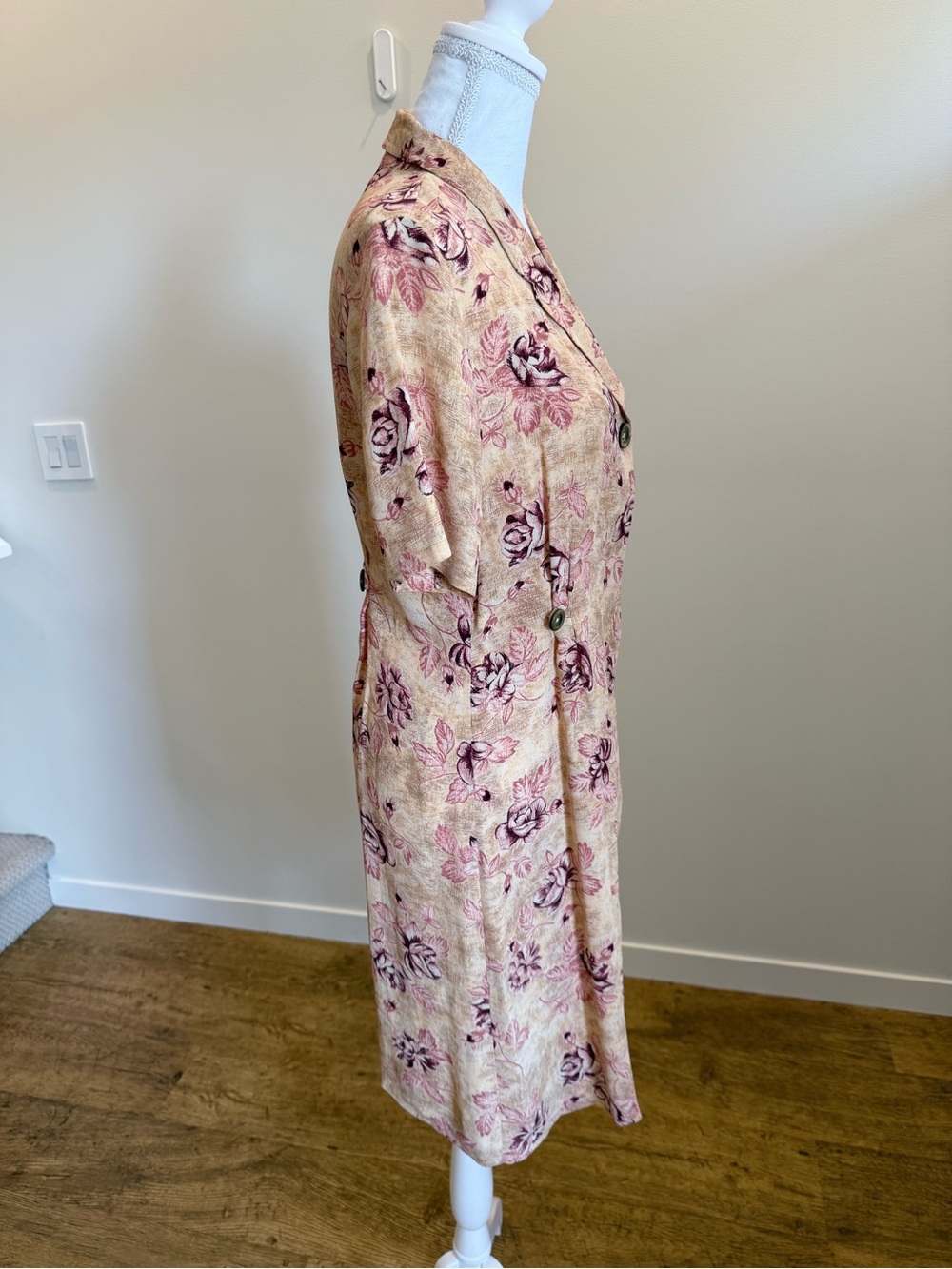 David Dart Vintage Button Front Floral Dress 90s Grunge Tailored size Medium - Picture 4 of 7